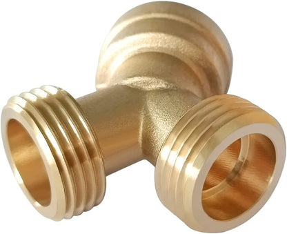 2PCS Brass 3/4" GHT Garden Hose Splitter Body Backyard 2 Way Y Shaped Connector Threaded Pipe Fitting Coupler V1258-DP02-C-498