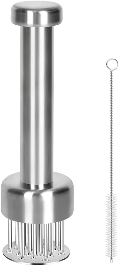 Meat Tenderizer Tool, 304 Stainless Steel, with 21 Needles & Retractable Safety Guard, for Tenderizing Beef, V1258-DP02-C-5