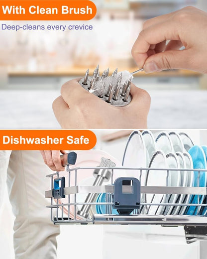 Meat Tenderizer Tool, 304 Stainless Steel, with 21 Needles & Retractable Safety Guard, for Tenderizing Beef, V1258-DP02-C-5
