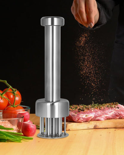 Meat Tenderizer Tool, 304 Stainless Steel, with 21 Needles & Retractable Safety Guard, for Tenderizing Beef, V1258-DP02-C-5