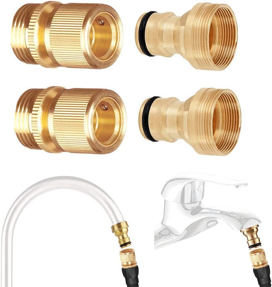 2Set Faucet Quick Connect to Garden Hose 22mm Female x 24mm Male Thread to 3/4" GHT Male Thread Snap Adapter V1258-DP02-C-502