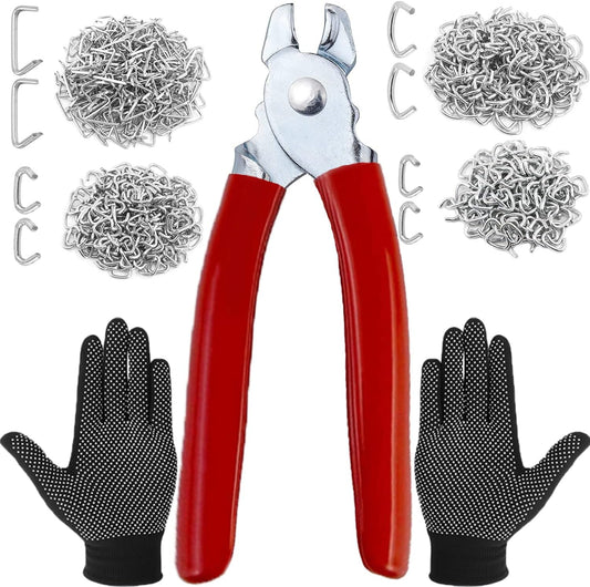 480Pcs 3/4" 1/2" 3/8" 1" Galvanized Hog Rings with Straight Hog Ring Pliers Assortment, Professional V1258-DP02-C-51