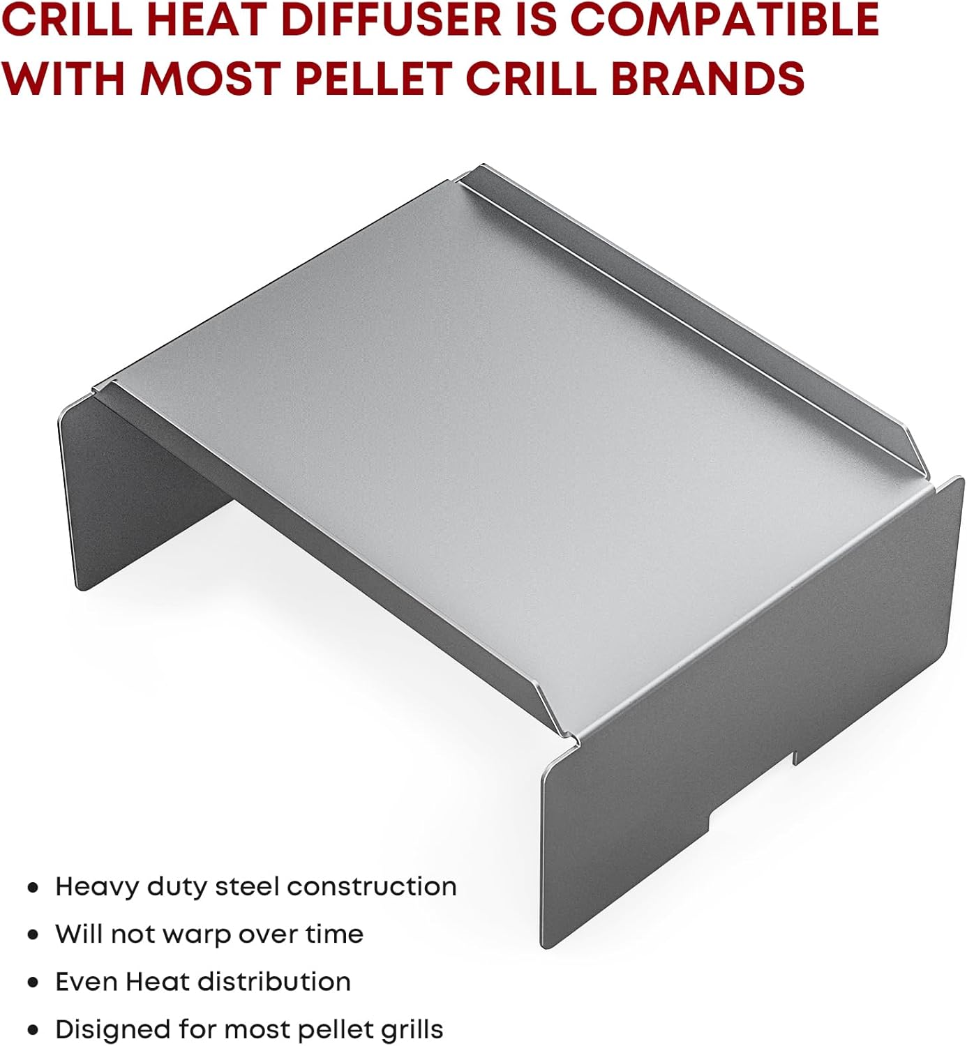 Heavy Duty Steel Heat Baffle Diffuser Replacement Part for Traeger, Camp Chef and Most Other Brand Pellet V1258-DP02-C-510