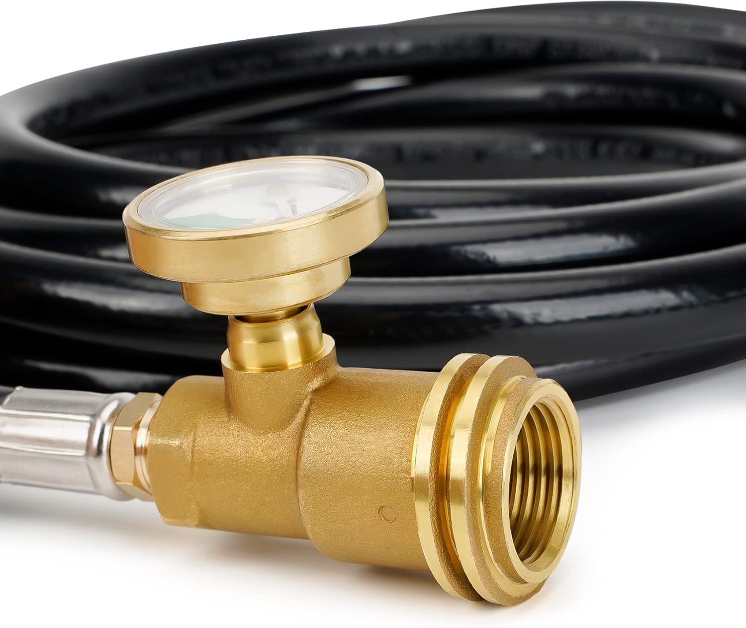 12 FT Propane Extension Hose with Gauge - Leak Detector Replacement for Propane Appliances,Standard P.O.L. V1258-DP02-C-513