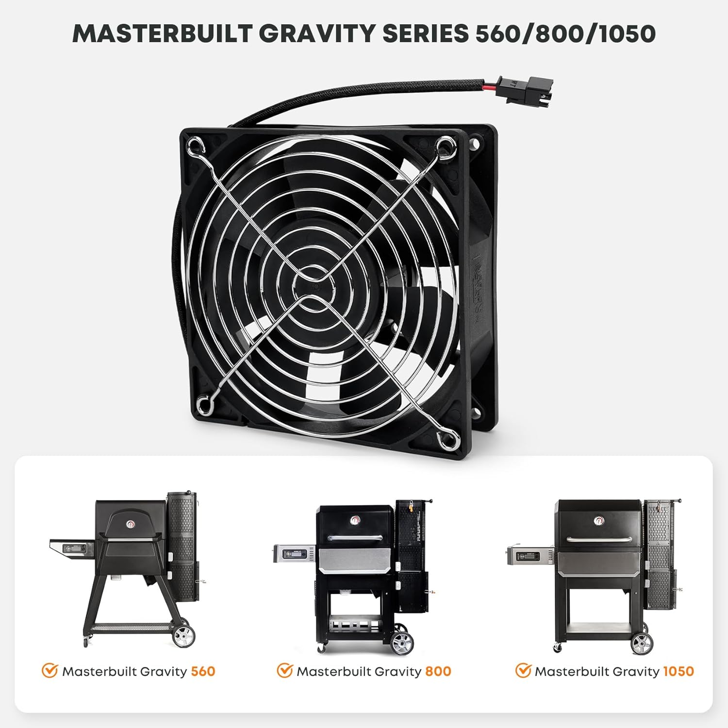 Fan Kit Compatible with Masterbuilt Gravity Series 560/800/1050 Digital Charcoal Grill & Smoker, Replacement V1258-DP02-C-514
