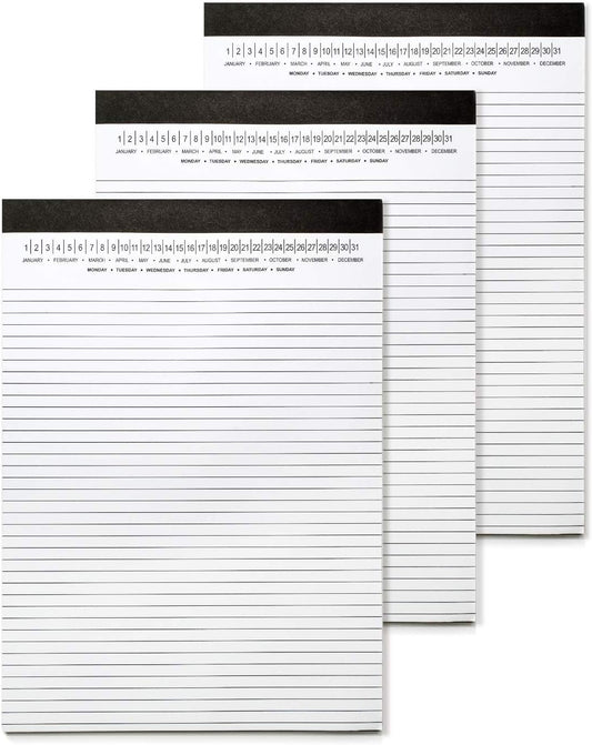 Legal Pads 8.5 x 11 with Date on Top, Narrow Ruled, White Note Pads College Ruled Writing Tablets for Office, V1258-DP02-C-52