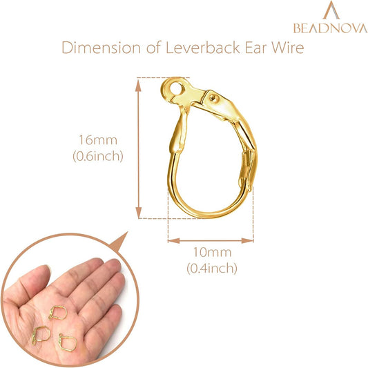 14k Gold Filled Leverback Earring Hooks 4pcs French Ear Wire Lever Back Earwire for Jewelry Making Crafting V1258-DP02-C-521