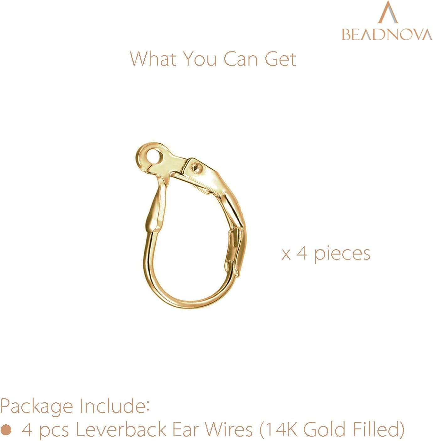 14k Gold Filled Leverback Earring Hooks 4pcs French Ear Wire Lever Back Earwire for Jewelry Making Crafting V1258-DP02-C-521
