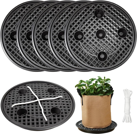 6 Pack 12 inch Self Watering Base for Fabric Grow Bag, Self-watering Plastic Elevated Plant Saucer Stand, V1258-DP02-C-524