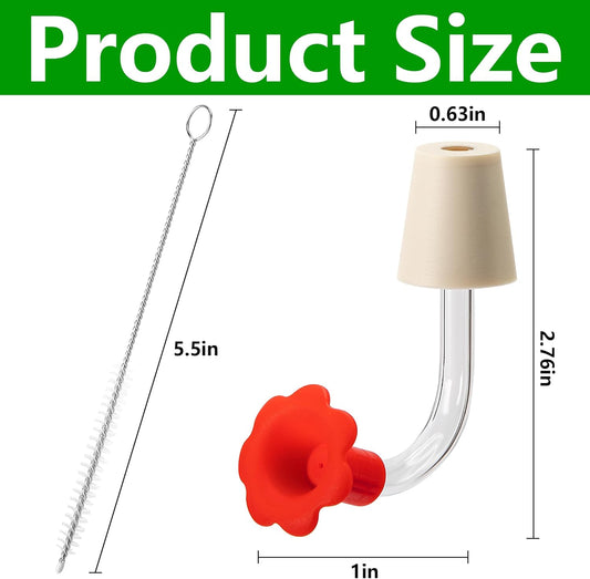 9 Pcs Hummingbird Feeder Tubes with Red Floral Tip, Bird Hummingbird Feeder Replacement Parts with 3 Brush, V1258-DP02-C-531