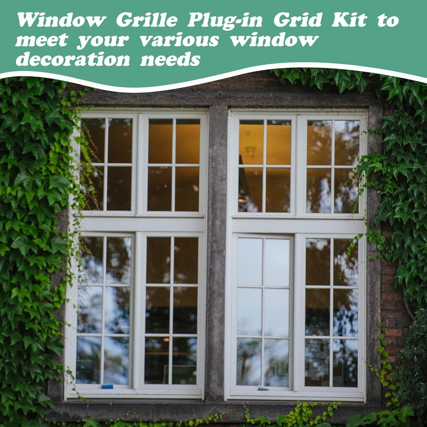 33 Ft Window Grille Inserts Grid Kit- TPE Self-Adhesive Peel and Stick Trim Molding- Flexible Moulding Trim V1258-DP02-C-534