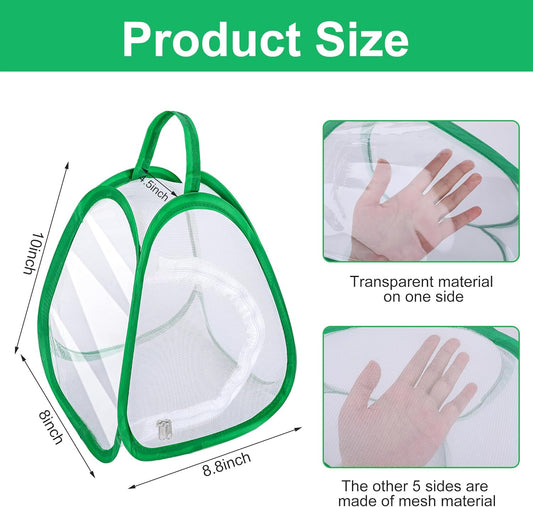 2 Pcs Mini Butterfly Habitat Cage- 10 x 8.8 x 8 Inch Collapsible Insect Mesh Cage- Portable Butterfly Net V1258-DP02-C-535