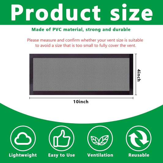 8 Pack Floor Register Screen Vent Mesh, 4 x 10 Inch Plastic Rectangle Air Vent Screen Cover, Magnetic PVC V1258-DP02-C-540