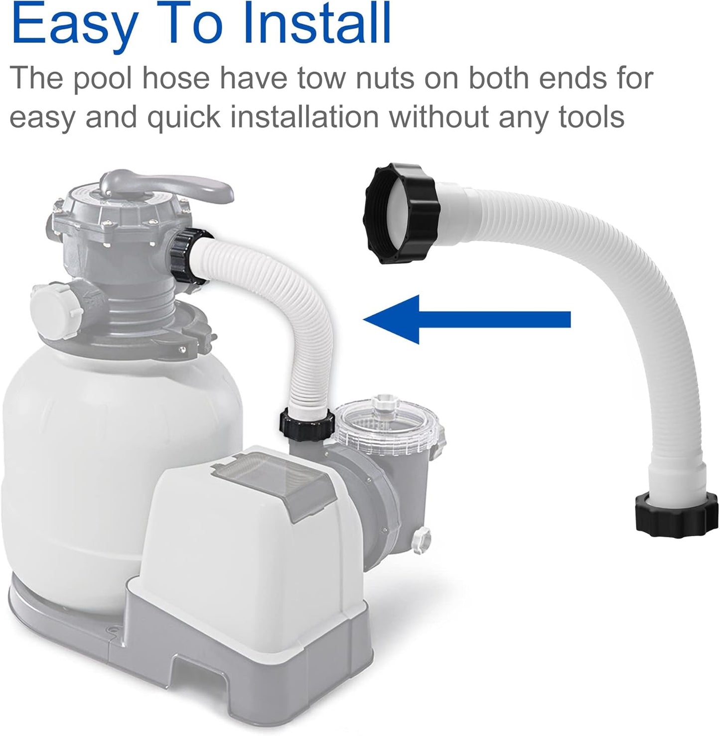 15.8" Pool Pump Replacement Hose- Salt Water Pump Hose for Above Ground Pool- Pool Sand Filter Pump Hose for V1258-DP02-C-543
