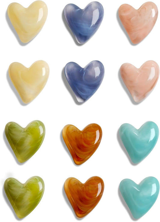 12Pcs Heart & 14Pcs Bow Magnets, Colorful Magnets for Whiteboard Cabinet Locker, Resin Decorative Magnets for V1258-DP02-C-55