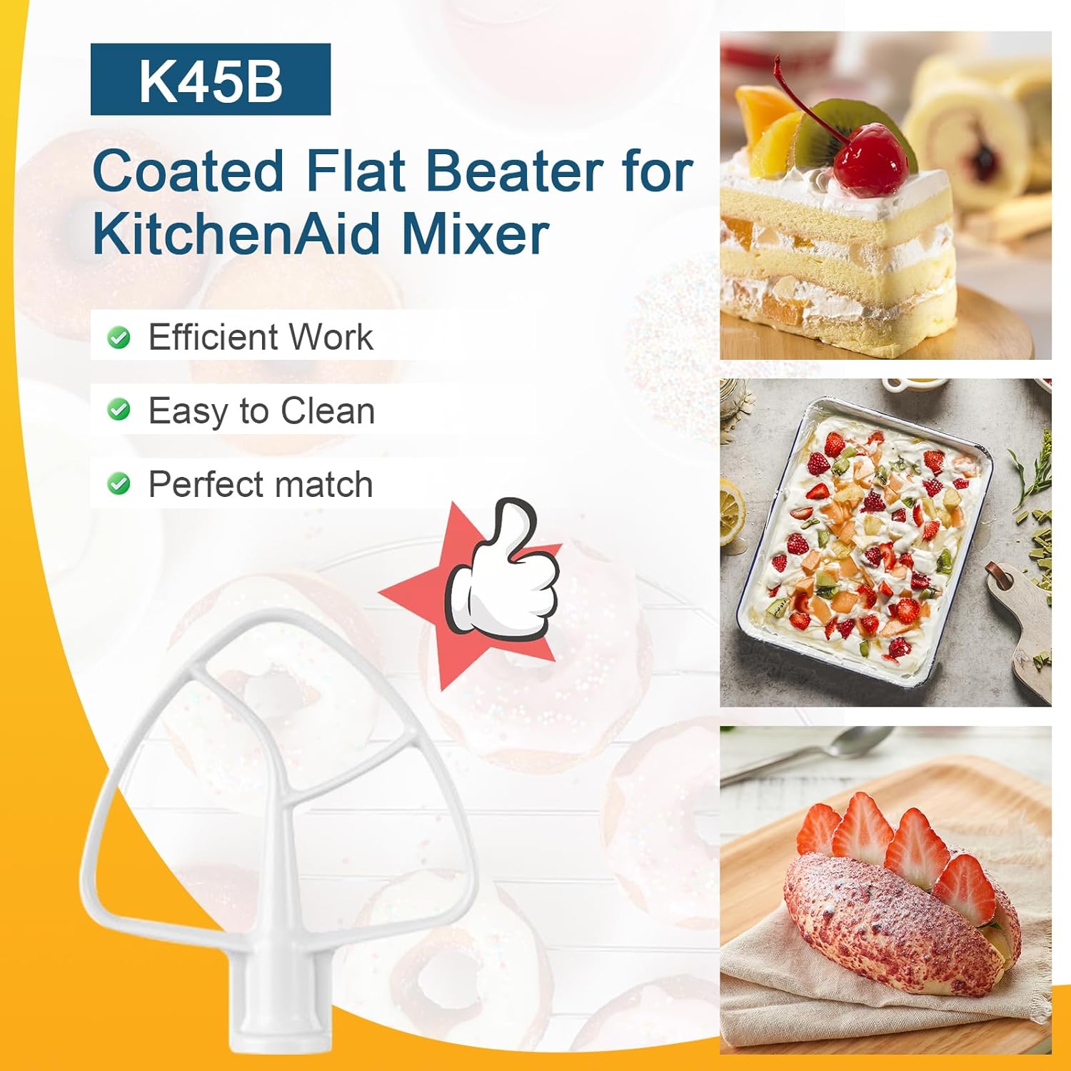 K45B Coated Flat Beater for KitchenAid Mixer, Kitchen Aid Mixer Accessory Kitchenaid Mixer Attachments V1258-DP02-C-550