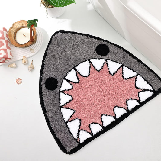 Bathroom Rug Bath Mat Shark Shaped Non Slip Bath Rug Extra Soft and Absorbent Microfiber Bath Rugs for V1258-DP02-C-556