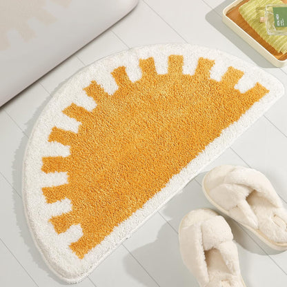 Bathroom Rugs Sun Bath Mat, Half Circle Cute Sunrise Bath Mat Soft and Fluffy, Water Absorbent Bath Rug V1258-DP02-C-558