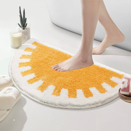 Bathroom Rugs Sun Bath Mat, Half Circle Cute Sunrise Bath Mat Soft and Fluffy, Water Absorbent Bath Rug V1258-DP02-C-558