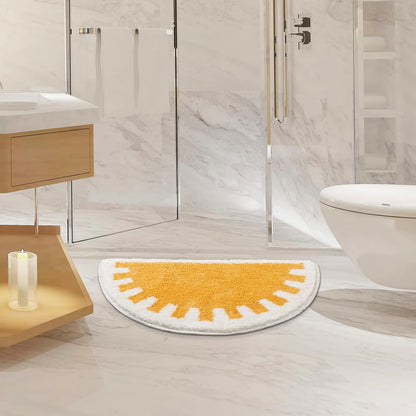 Bathroom Rugs Sun Bath Mat, Half Circle Cute Sunrise Bath Mat Soft and Fluffy, Water Absorbent Bath Rug V1258-DP02-C-558