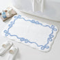 Blue Scalloped Bath Mat - Cute Bow Bathroom Rugs Small Non Slip Bath Mat, Soft & Absorbent Bath Rugs for V1258-DP02-C-559