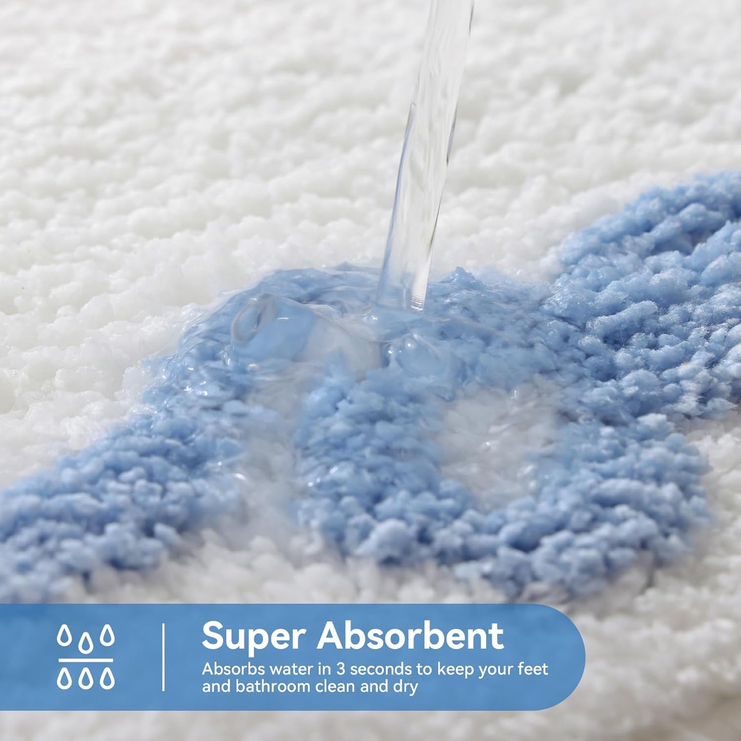 Blue Scalloped Bath Mat - Cute Bow Bathroom Rugs Small Non Slip Bath Mat, Soft & Absorbent Bath Rugs for V1258-DP02-C-559