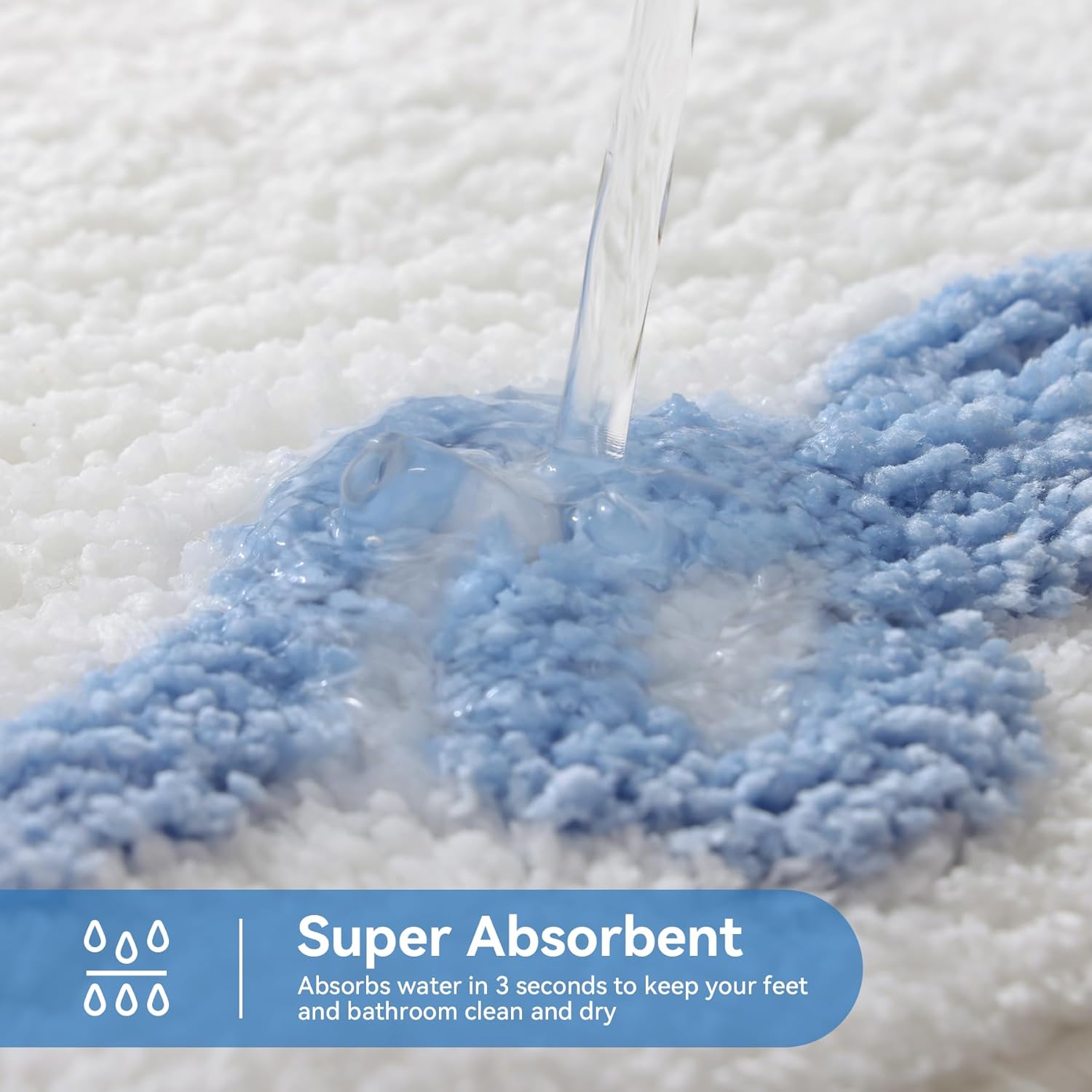 Blue Scalloped Bath Mat - Cute Bow Bathroom Rugs Small Non Slip Bath Mat, Soft & Absorbent Bath Rugs for V1258-DP02-C-559