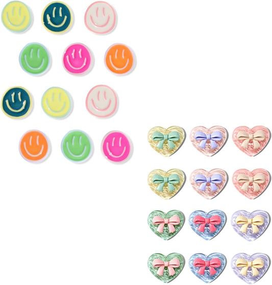 12Pcs Smile & 12Pcs Heart Magnets, Colorful Magnets for Whiteboard Cabinet Locker, Resin Decorative Magnets V1258-DP02-C-56
