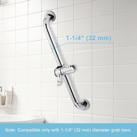 ADA Handshower Shower Grab Bar Head Holder, Universal Fit 1.25''(32mm) Hand Held Shower Bracket for Handicap V1258-DP02-C-565
