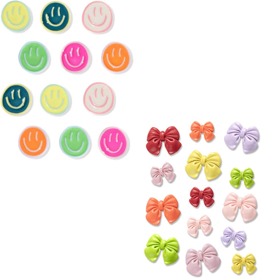 12Pcs Smile & 14Pcs Bow Magnets, Colorful Magnets for Whiteboard Cabinet Locker, Resin Decorative Magnets for V1258-DP02-C-57