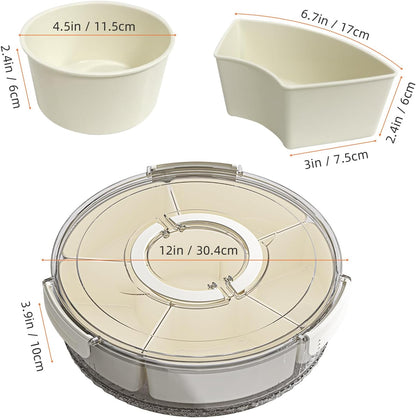 Divided Serving Tray with Lid and Handle, Stackable Snackle Box Container for Fruits Candy Organizer, V1258-DP02-C-574