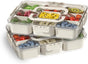 Snackle Box Container, Portable 9 Compartments Divided Serving Tray with Lid and Handle, Clear Snack Box, V1258-DP02-C-575