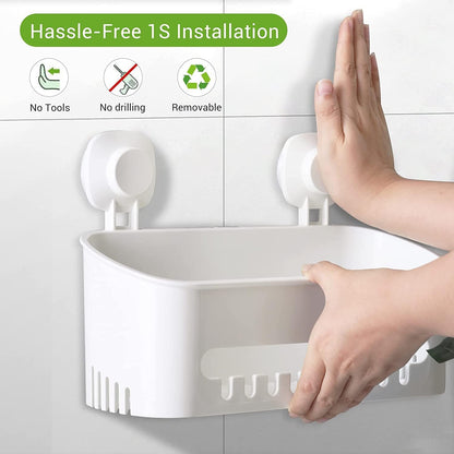 Suction Cup Shower Caddy - No Drilling Removable Shower Caddy - Powerful Suction Shower Organizer Max Hold V1258-DP02-C-578
