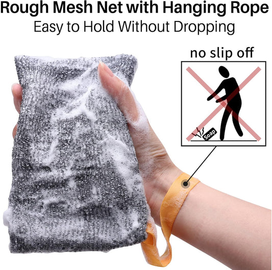 6-Pack Soap Pocket Exfoliating Soap Saver Pouch, Body Scrubber Rough Sponge Exfoliator for Bath or Shower, V1258-DP02-C-584