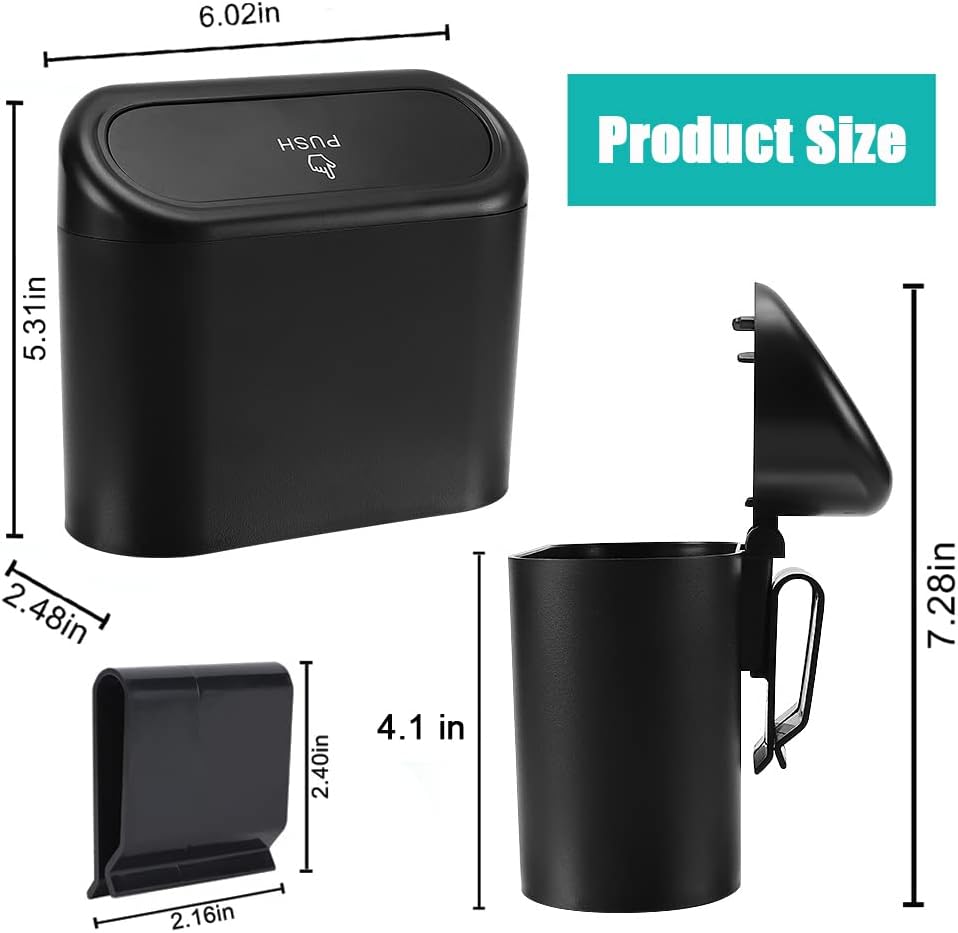Car Trash Can with Lid + Mini Car Garbage Bags for Auto Trash Bin V1258-DP02-C-589