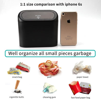 Car Trash Can with Lid + Mini Car Garbage Bags for Auto Trash Bin V1258-DP02-C-589