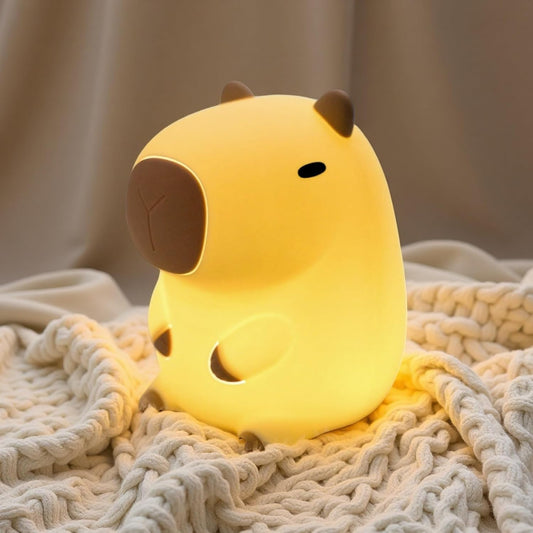 Capybara Night Light White Elephant Gifts - Rechargeable Silicone Touch Lamp, 2-Level Dimmable, 20-Min Timer, V1258-DP02-C-592