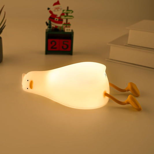 UENEEDE Lying Flat Duck Lamp, 3 Level Dimmable Rechargeable Silicone Night Light, Benson Duck Cute Squishy V1258-DP02-C-594