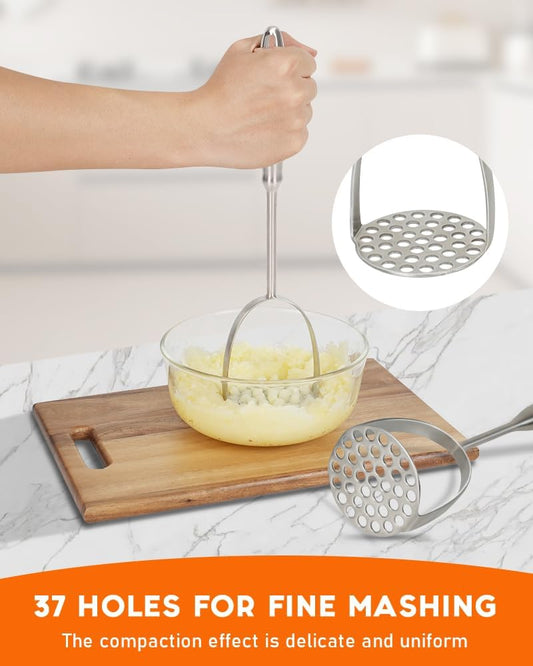 Potato Masher, Dual Arc for Easy, Labor-Saving Mashing, 304 Stainless Steel, Sturdy and Durable One-Piece V1258-DP02-C-6