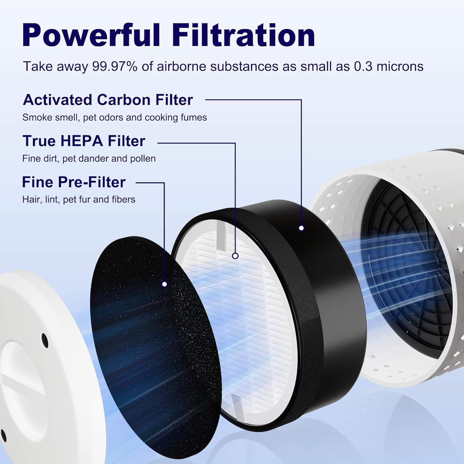 LV-H132 Replacement Filter Compatible with LEVOIT LV-H132 Air Puifier, 3-in-1 H13 Grade True HEPA V1258-DP02-C-606