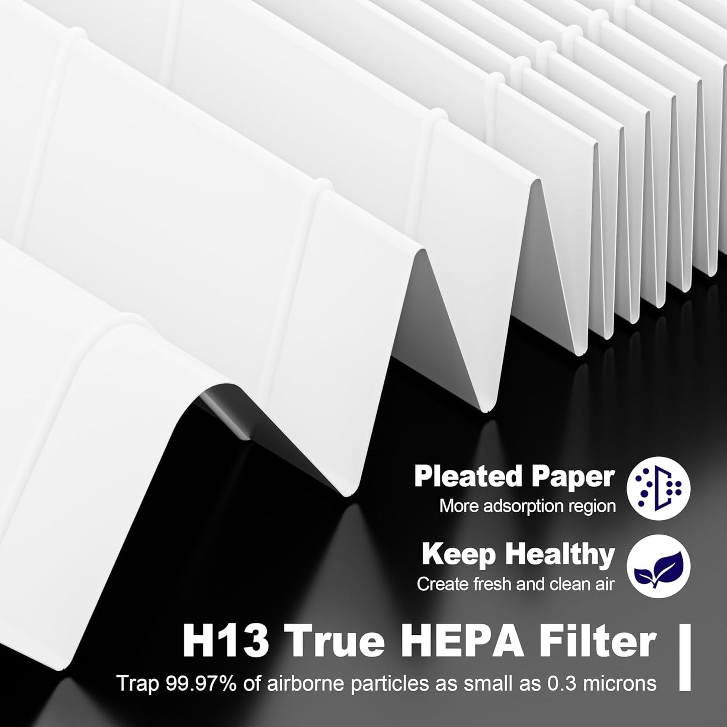LV-H132 Replacement Filter Compatible with LEVOIT LV-H132 Air Puifier, 3-in-1 H13 Grade True HEPA V1258-DP02-C-606