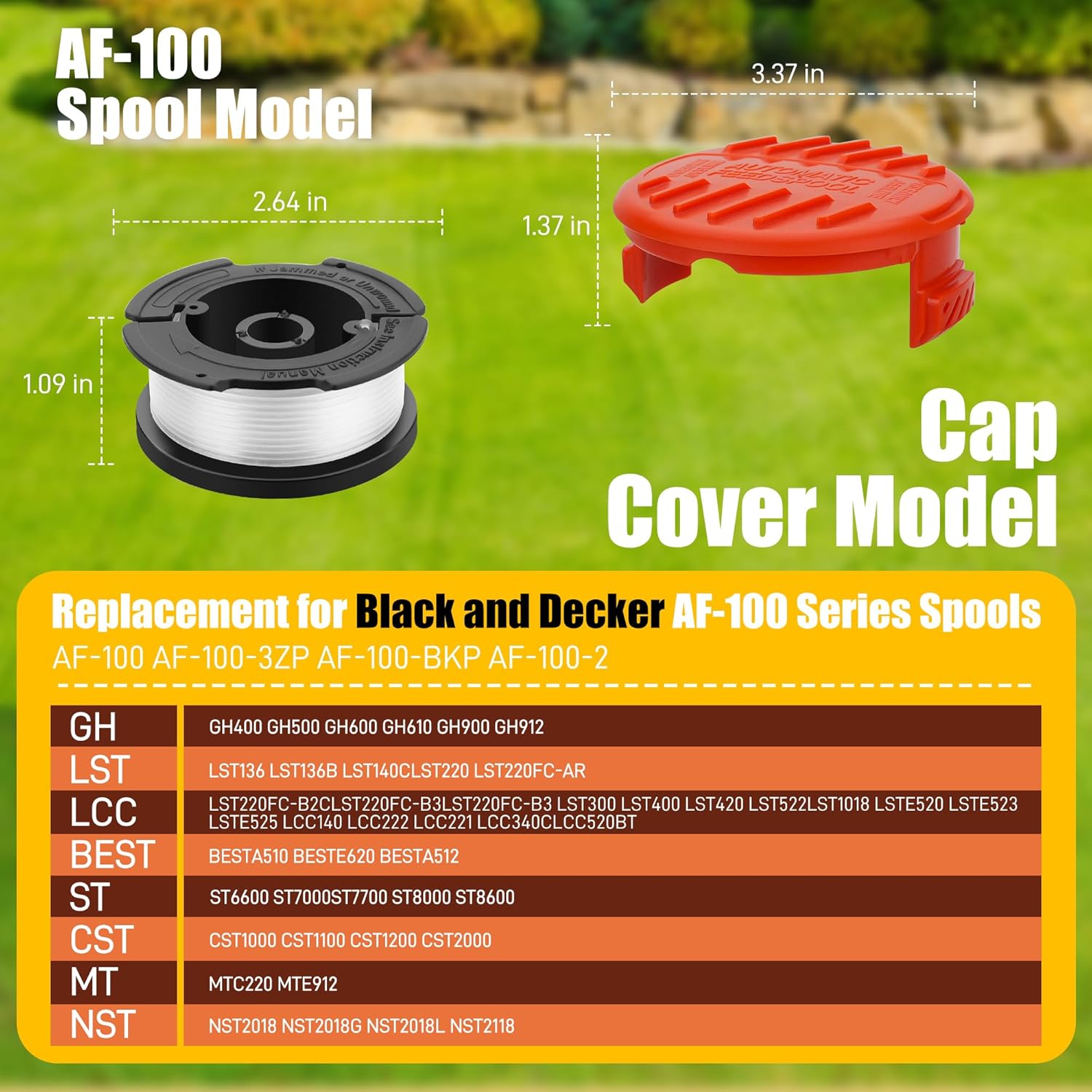 10 Pack Weed Eater String Compatible with Black and Decker 0.065" AF-100 Autofeed Replacement Spools 240ft V1258-DP02-C-611