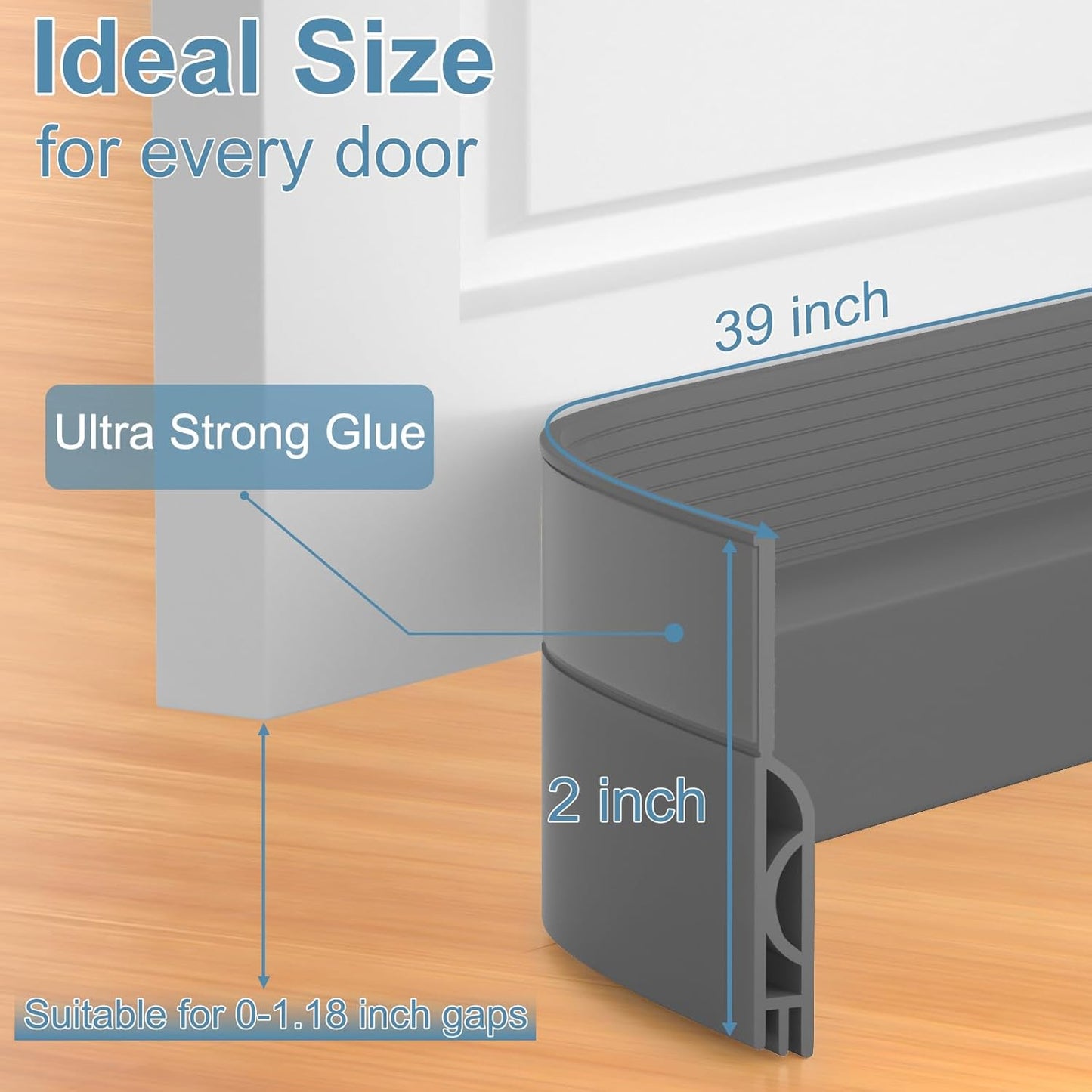 39 Inch Door Draft Stopper 2 Pack Black & Gray V1258-DP02-C-617