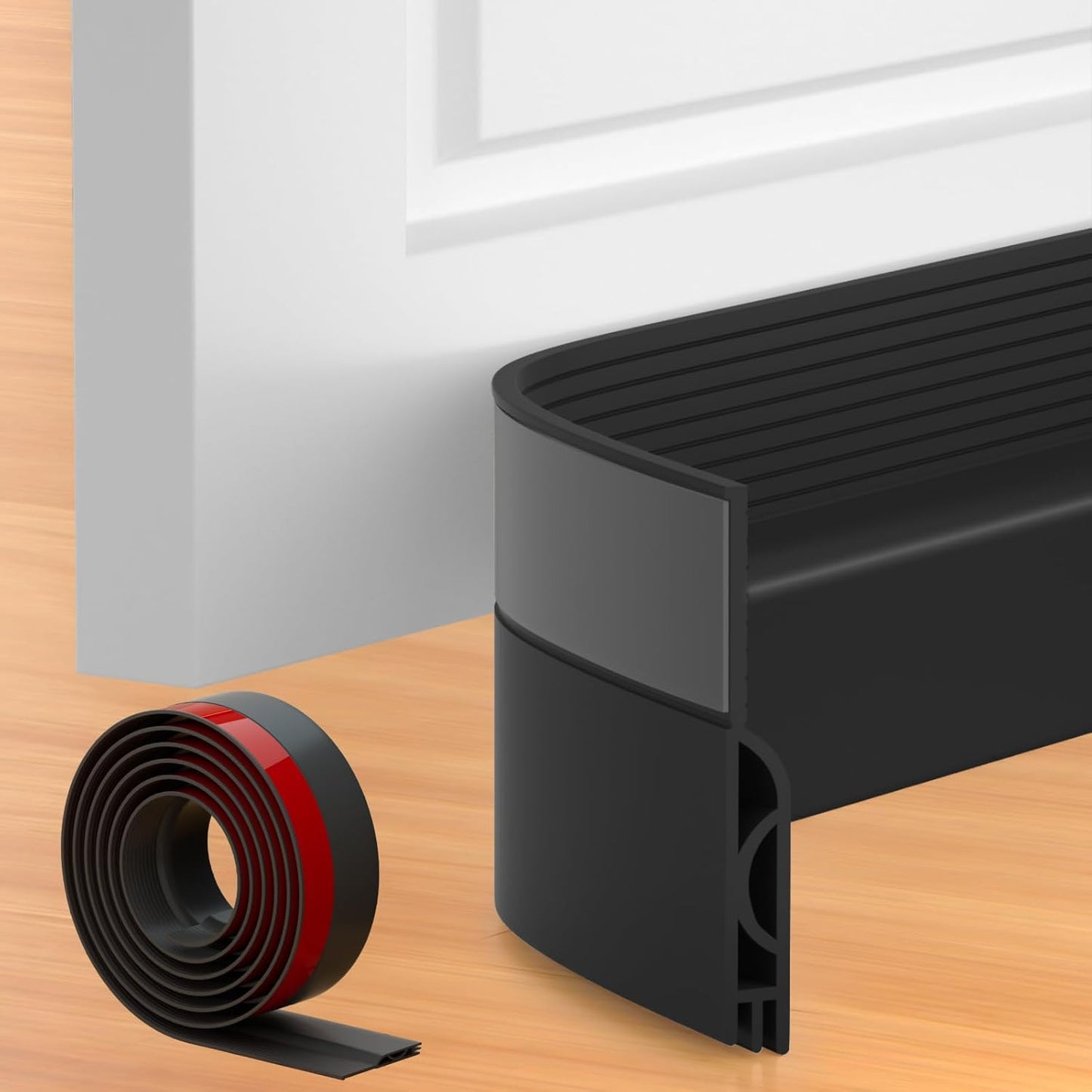 39 Inch Door Draft Stopper 2 Pack Black & Transparent V1258-DP02-C-618