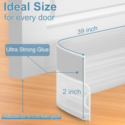 39 Inch Door Draft Stopper 2 Pack White & Transparent V1258-DP02-C-620