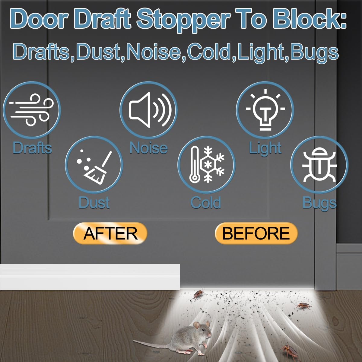 39 Inch Door Draft Stopper 2 Pack White & Gray V1258-DP02-C-621