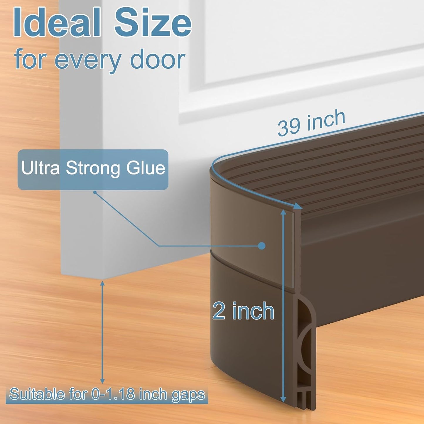 39 Inch Door Draft Stopper 2 Pack White & Brown V1258-DP02-C-622
