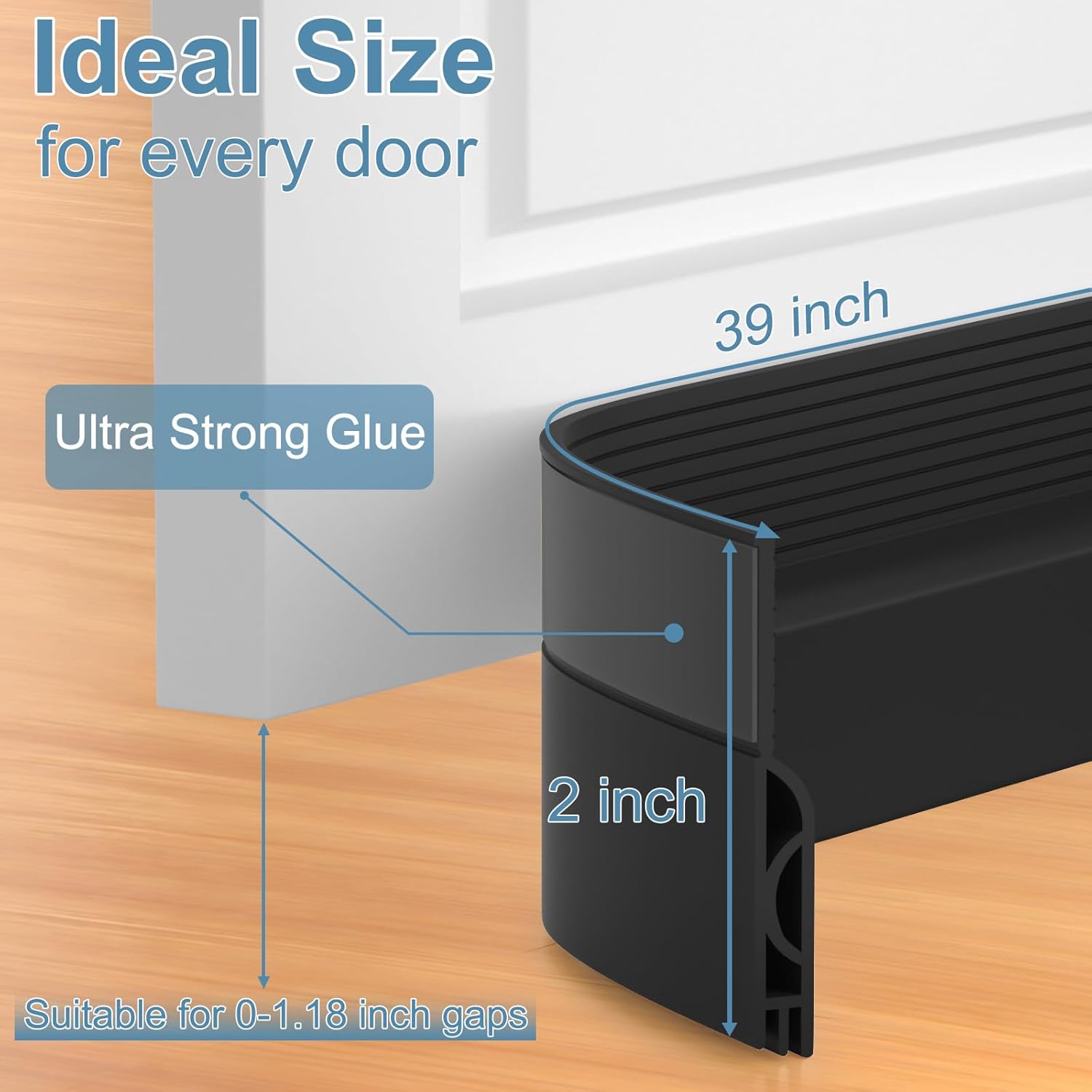 39 Inch Door Draft Stopper 2 Pack White & Black V1258-DP02-C-623