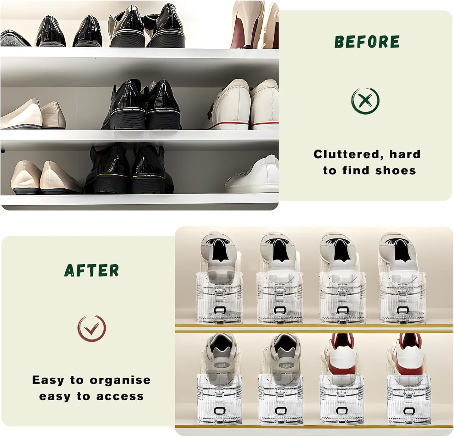 Shoe Slots Organizer for Closet,12PACK Shoe Stacker Shoe Rack Organizer for Closet Space Saver Storage Shoe V1258-DP02-C-624
