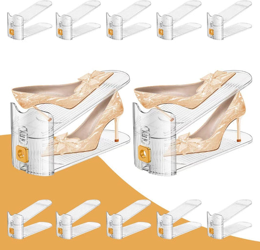 Shoe Slots Organizer for Closet, Shoe Stacker Organizer Double Layer Stack Shoe Rack, Shoe Display Shelf 50% V1258-DP02-C-625